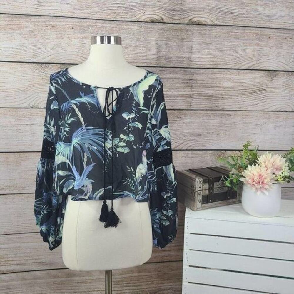 NWT LF Seek the Label Sheer Tassel Crop Top